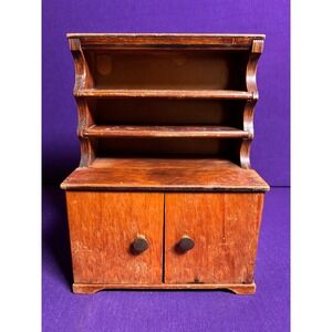 Vintage Wooden Toy Dollhouse/Salesman Sample Kitchen Hutch Open Shelves